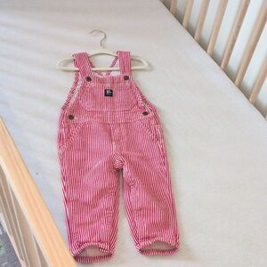 18M- OAHKOSH- Kids OR Baby Red Striped Overalls
